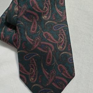 Burt Pulitzer Silk Necktie Handprinted Paisley